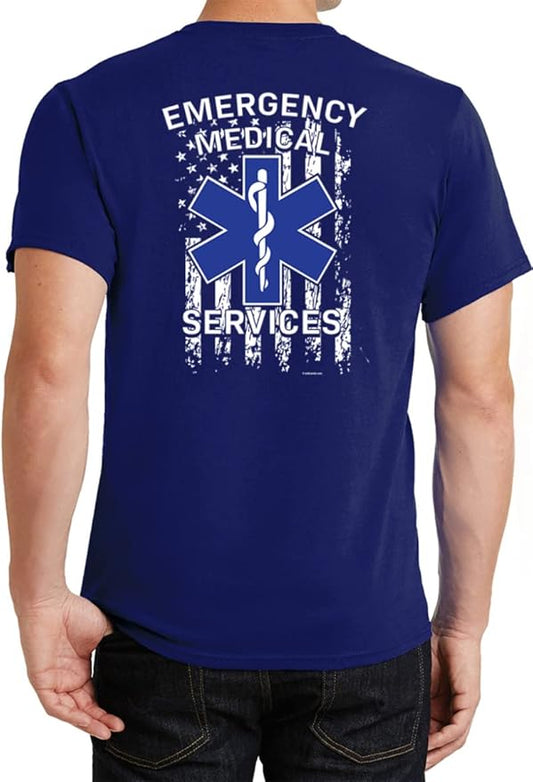 Buy Cool Shirts Emergency Medical Services EMS Flag T-Shirt Front and Back