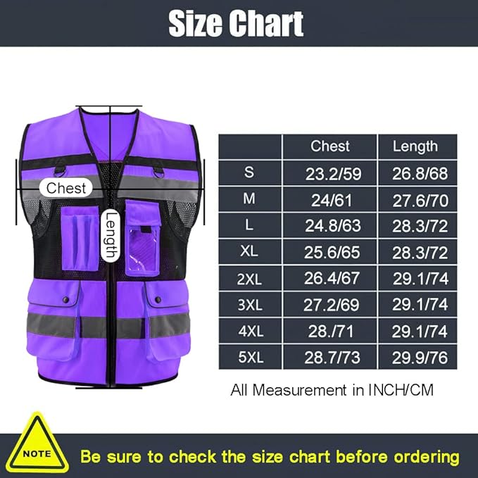 Safety Vest High Visibility Reflective Construction Vest for Men Women