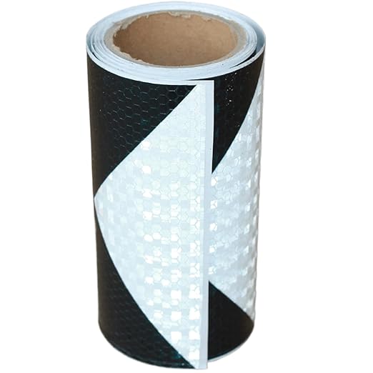 Black White Reflective Tape 6 inch X 10 feet, Outdoor Waterproof Hazard Conspicuity Warning Industrial Marking Tape