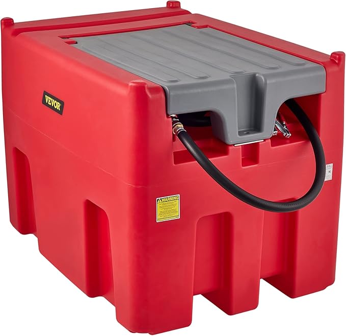 VEVOR Portable Diesel Tank, 116 Gallon Capacity & 10 GPM Flow Rate, Diesel Fuel Tank with 12V Electric Transfer Pump and 13.1ft Rubber Hose, PE Diesel Transfer Tank for Easy Fuel Transportation, Red