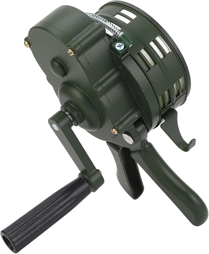 WALFRONT Manual Operated Hand Crank Siren Horn, Aluminum Alloy, 110dB Loud Alarm, Portable for Factories, Homes, Schools, Oil Depots