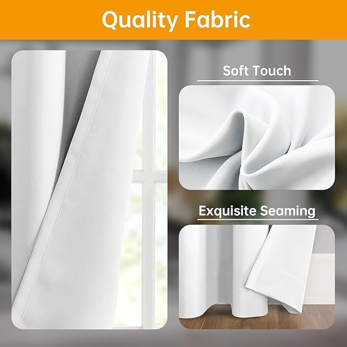 Room Divider Curtains, Blackout Ceiling Track Curtains with Hook White W8.3 x H8 FT