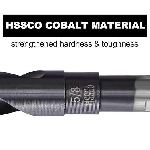 5/8 Cobalt Drill Bit for Metal and Hardened Steel, 1/2 Inch Reduced Shank M35 HSS Twist Heavy Duty Drill Bit, with Index Storage Case