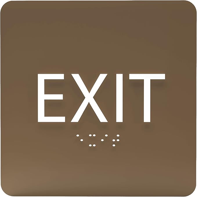 6" X6" Exit Sign - ADA Compliant Tactile Graphics Grade 2 Braille Text Acrylic Wall Signs - Emergency Rescue Safety Door Sign for Schools, Offices, Businesses, and Restaurants