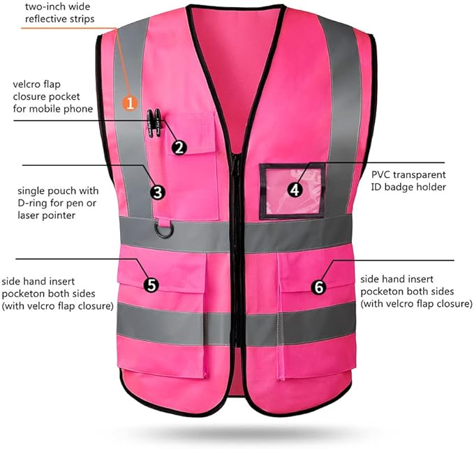 Tydon Guardian Reflective Safety Vest for Women Men High Visibility Security With Pocket Zipper Front Meet ANSI/ISEA Standard