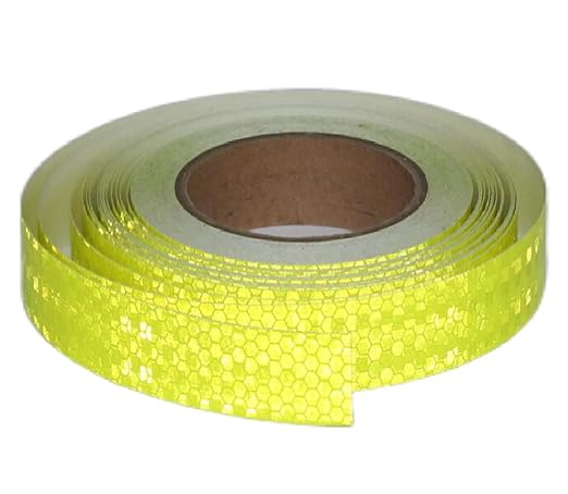 Fluorescent Yellow Reflective Tape Outdoor Waterproof 1 inch Wide for Trailer, High Visibility Safety Adhesive Stickers Strips (66 feet)