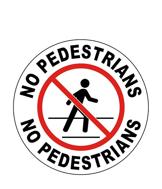 Stranco Floor Signs "NO PEDESTRIANS" Non-Slip Permanent Acrylic Adhesive, 17" Red and Black on White