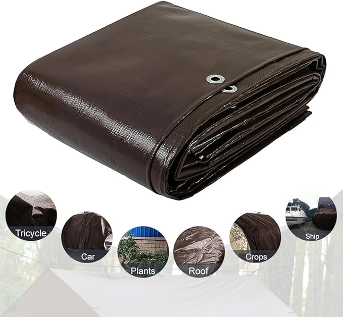 Tarps 8x10 FT Waterproof Heavy Duty Tarp – 16 Mil Thick, UV & Tear Resistant, Reinforced Grommets & Edges – Multi-Purpose Cover for Camping, Roof, Emergency, Truck, Boat