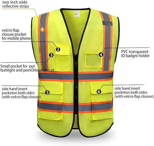 High Reflective Safety Vest for Men Women Breathable With Pocket Zipper for Build Oudoor Work Meet ANSI/ISEA Standard