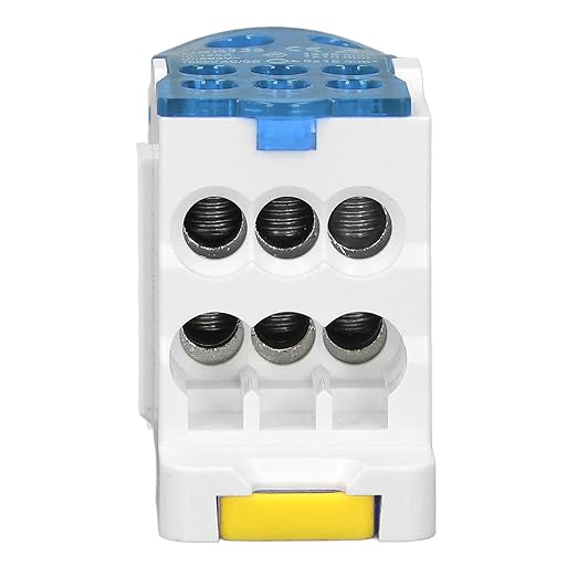 DIN Rail Distribution Box,690V 125A Positions Screw Terminal Block Junction Box Breaker Box Circuit Breaker Distribution Box for Various Power Distribution Needs (Blue, 125A)