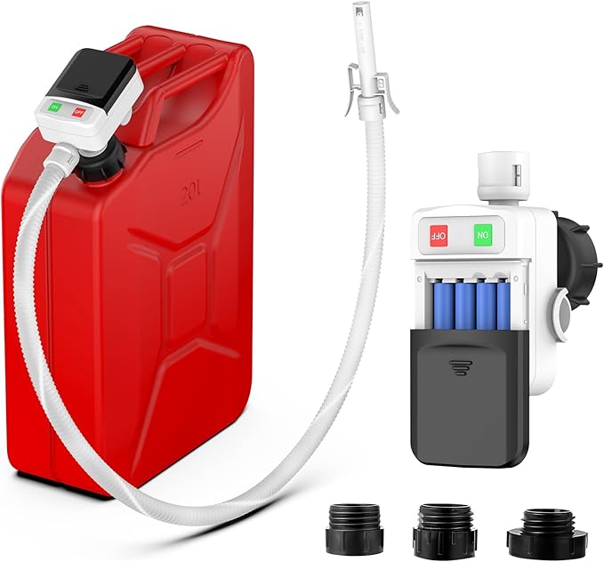 Fuel Transfer Pump with Auto Stop Sensor Overfill Protection, 3.2 GPM Portable Automatic Fuel Transfer Pump Kit with 4 Tank Adapter, Portable Gas Pump for Oil, Diesel, Gasoline Black