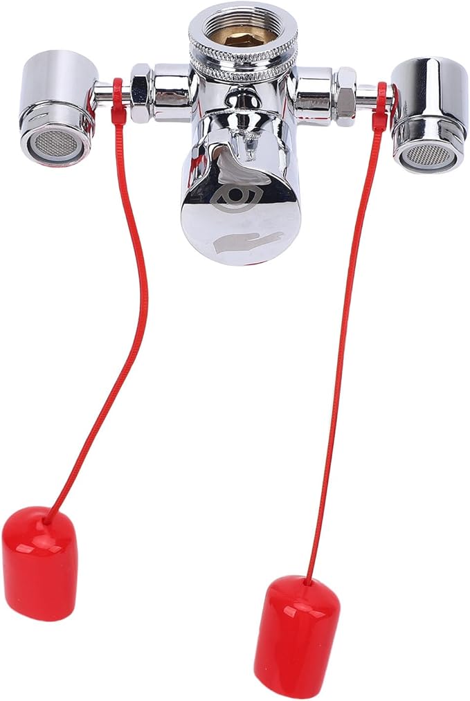 Faucet Mounted Eyewash Station, Brass Eye Washer with Cover & 3 Adapters for Lab Factory Home Emergency, Anti Corrosive