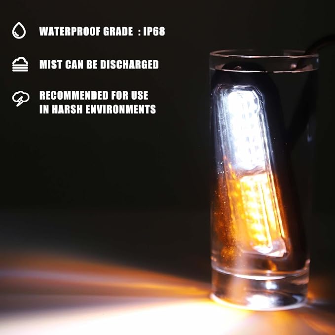 WINECO Amber/White LED Strobe Lights Kit - 8pcs 12-LED Flashing Emergency Warning Lights for Trucks, Cars and Vehicles
