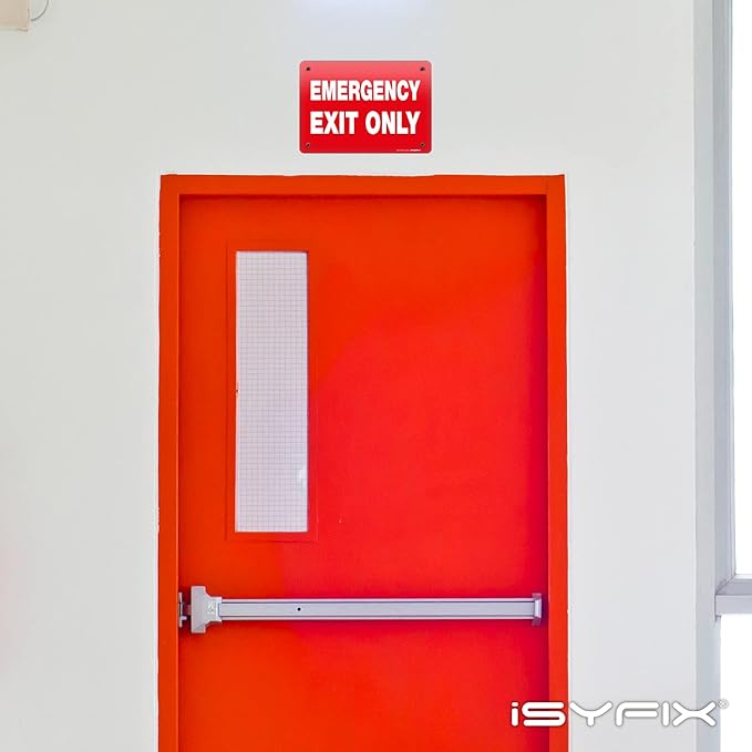 Emergency Exit Only Signs – 1 Pack 10x7 Inch – 100% Rust Free .040 Aluminum Signs, Laminated for Ultimate UV, Weather, Scratch, Water and Fade Resistance, Indoor and Outdoor