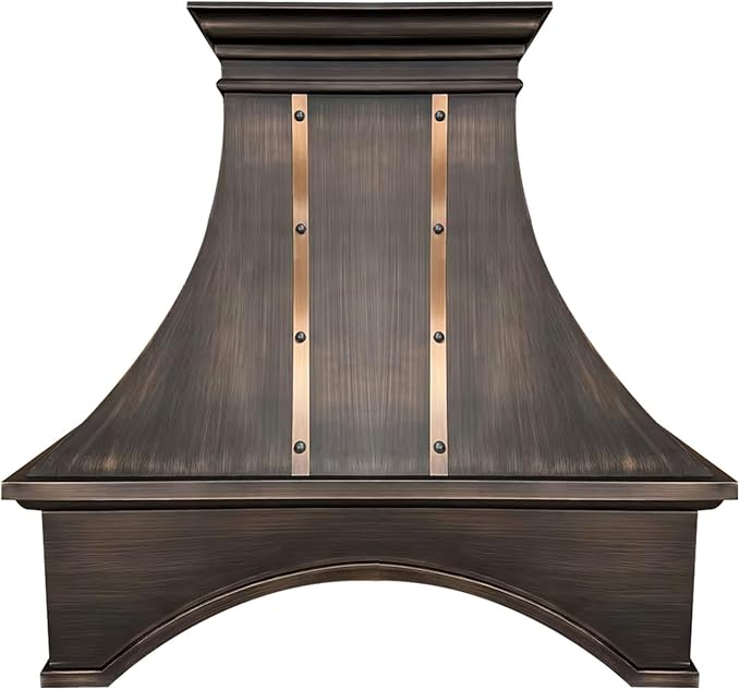 Handmade Copper Range Hood, Custom Kitchen Hood with High Airflow Built-in Range Hood, ORBLH Stove Vent Hood for Kitchen, 42"W x 39"H Wall Mount, HCW22PC-423922ORBLH