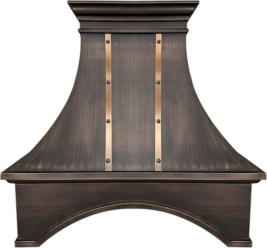 Handmade Copper Range Hood, Custom Kitchen Hood with High Airflow Built-in Range Hood, Natural Copper Stove Vent Hood for Kitchen, 36"W x 36"H Wall Mount, HCW22PC-363622NCLH