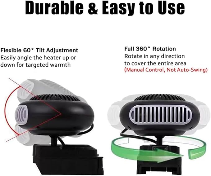 Battery Powered Space Heater, 2026 New Battery Operated Heater for Indoors Car, Portable Car Window Defroster with Anti Tilt Design, Long Lasting Heating & Quiet Operating for Cars Office (1*Battery)