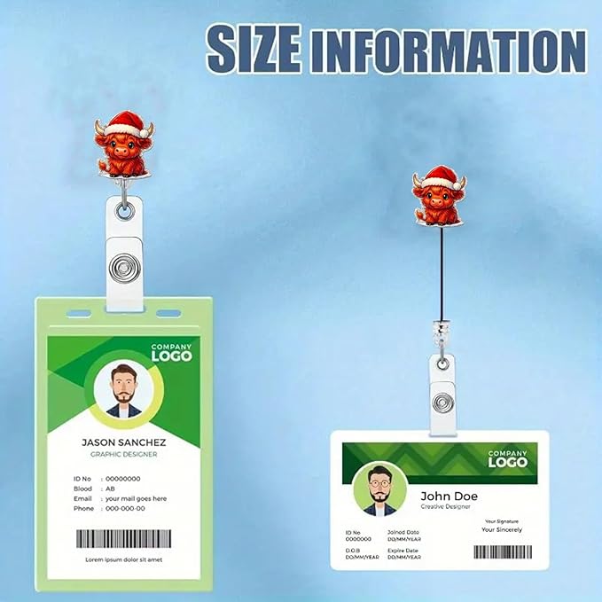Christmas Cow Badge Reel Red New Year Retractable Cute Badge Clip with 24” Durable Nylon Cord Xmas Winter Badge Holder for Nurse Nursing Doctor Medical Worker Name Tag Accessories