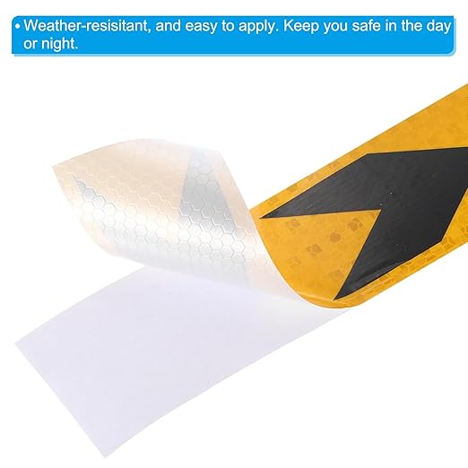 PATIKIL Reflective Tape, 2 Inch x 20 ft Waterproof Self Adhesive High Visibility Safety Warning Arrow Tape Outdoor Reflectors for Trucks Trailers Cars, Yellow Black