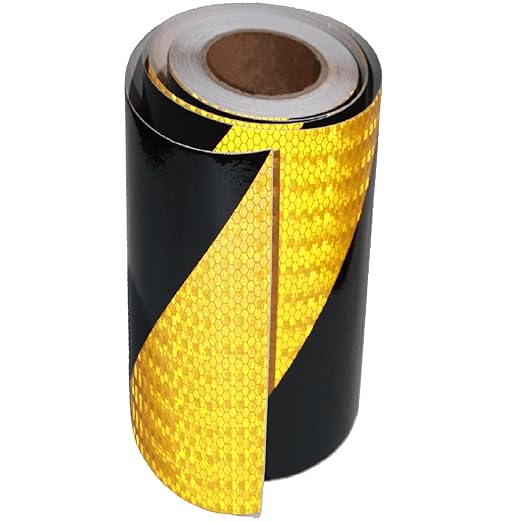 Reflective Tape Yellow and Black 20 Inch, Safety Caution Reflector Strips, Hazard Conspicuity Warning Adhesive Stickers (68 feet)