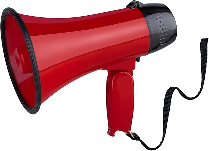 MyMealivos Portable Megaphone Bullhorn 20 Watt Power Megaphone Speaker Voice and Siren/Alarm Modes with Volume Control and Strap (Red)