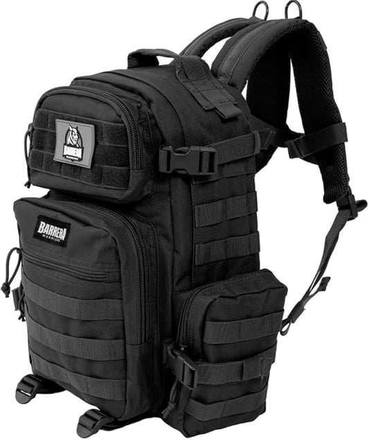 25 L Tactical Backpack: durable military-style backpack with MOLLE system for everyday use, travel, gym, hiking, fishing, camping, and outdoor sports. (BLACK 25L)