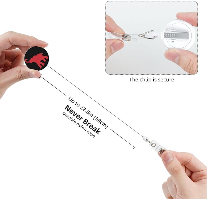 Red Elephant Badge Reels Retractable Badge Holder with Clip for Id Name Tag Office Worker Student Teacher Nurse Doctor