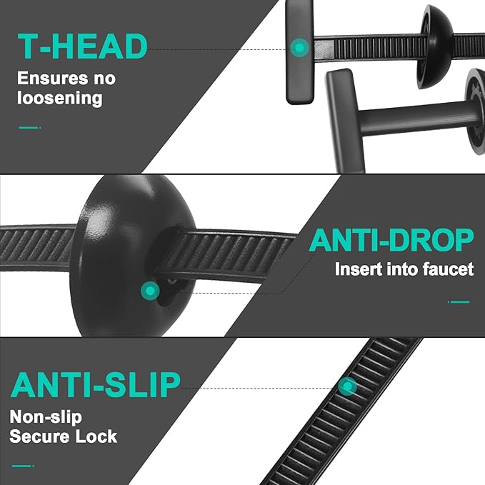50Pcs Nylon Universal Cable Tie Buckle - New Multifunctional Nylon Zip Ties, Heavy Duty Plastic Rivet T Zip Ties Style, for Daily Maintenance and Fixing of Automobiles