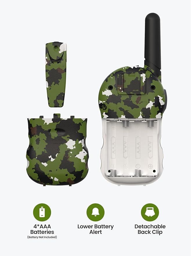 FOREDOM Walkie Talkies for Kids Walkie Talkies Long Range for Boys & Girls Age 3 to 12 Year Old Birthday Cool Army Toys - 3 Pack