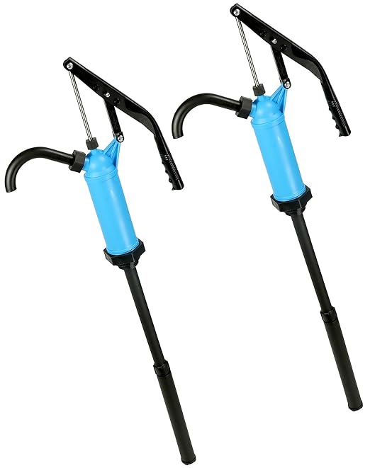 QWORK Hand Pump, Siphon Pump, 2 Pack, Fluid Transfer Pump, 55 Gallon Drum Pump, 5 Gallon Pump Dispenser, Fit Most 15, 30 & 55 Gal Drum Barrels