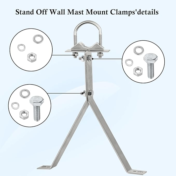 XRDS-RF Antenna Wall Mount 16 Inch Heavy-Duty Stand Off Wall Mast Mount Windproof Antenna Mounting Bracket for TV Antenna Mast (2-Leg + 2-Leg)