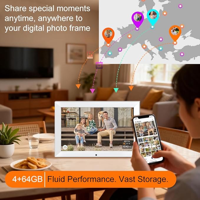 Digital Calendar Planner Interactive Touchscreen Chore Chart Smart Schedule Meal Plan Family Photo Display Sync Calendar Wall & Desk Mountable (10.1 inch)