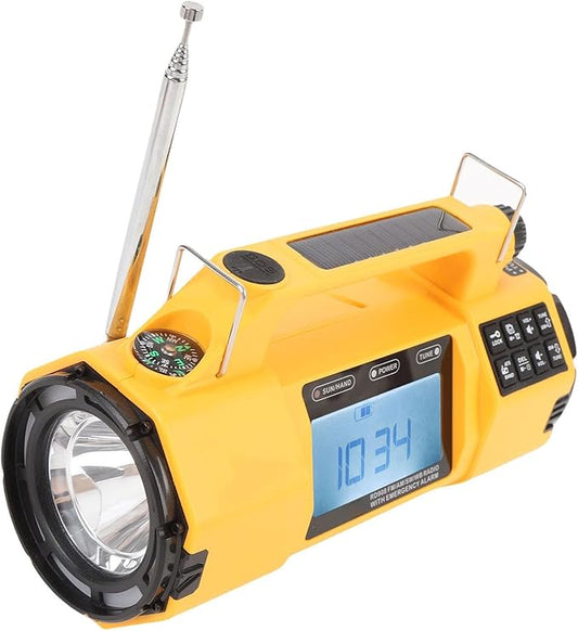 Sanpyl Emergency Radio, 5000mAh AM FM SW NOAA Solar Powered Hand Crank Weather Radio with Flashlight, for Indoor Outdoor