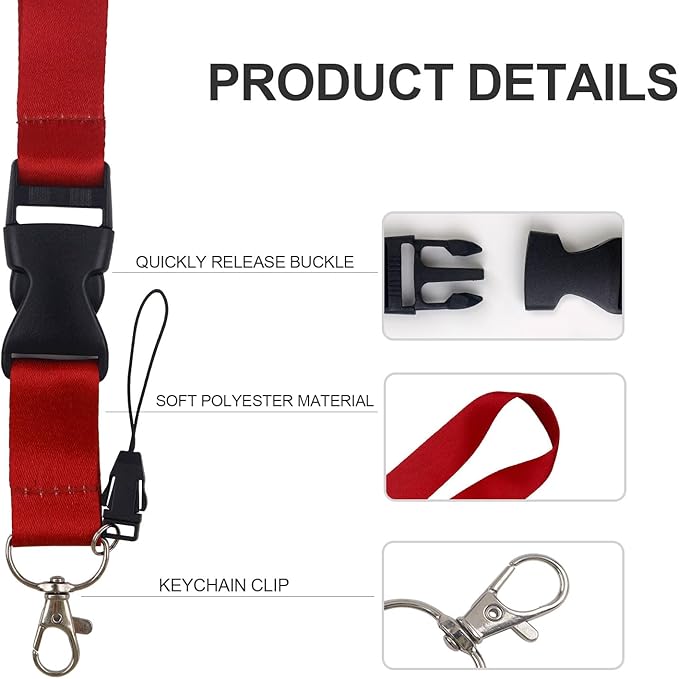 Red Lanyards for Id Badges, Teacher Retractable and Heavy Duty Badge Reel, Detachable Lanyard with Keychain for Women Nurse Office