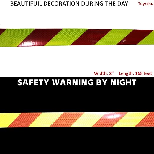 Non Fading Reflective Tape Outdoor Waterproof 2 inch Wide, High Visibility Safety Warning Reflector Sticker Strips (168 feet)