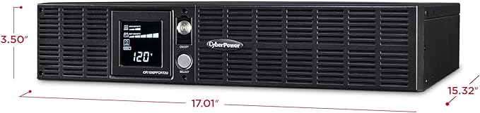 CyberPower OR1000PFCRT2U PFC Sinewave UPS System, 1000VA/700W, 8 Outlets, AVR, 2U Rack/Tower