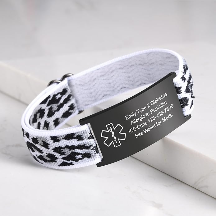 VNOX Medical Alert Bracelets for Men & Women Kids with Free Engraving Adjustable Stainless Steel Mesh Emergency Medical ID Bracelets Wristband