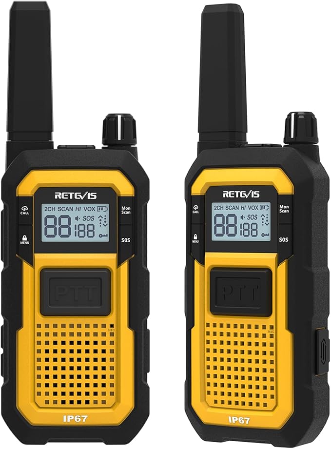 Retevis RB48 2 Way Radio Long Range, IP67 Waterproof Walkie Talkies Adults, Drop-Proof, 2000mAh, Emergency, Heavy Duty Two Way Radios, for Job Site Construction Warehouse(6 Pack)