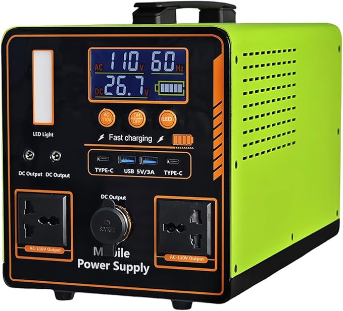 Portable Power Station, 1216Wh LiFePO4 Battery，1200W (Peak 2400W) AC，Reinforced Metal Frame，Backup Power Supply，uitable for Outdoor Camping Home Power Outage Emergency