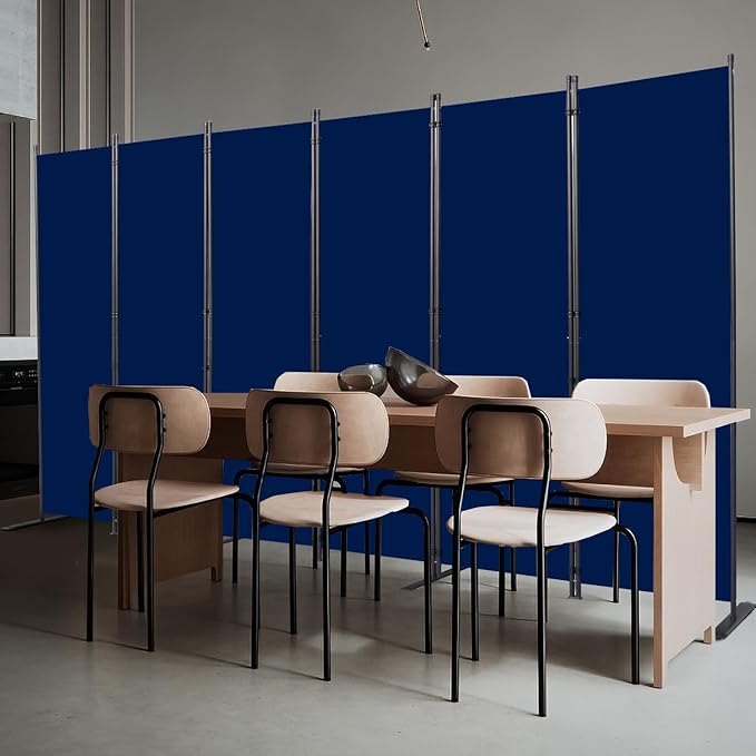 Room Divider, 6 Panel Folding Privacy Screens with Wider Support Feet, 6 Ft Portable Room Partition for Room Separator, 132" W X 71" H, Navy Blue