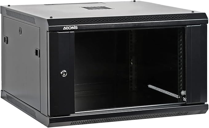 6U Professional Wall Mount Network Server Cabinet Enclosure 19-Inch Server Network Rack Mid-Depth Black