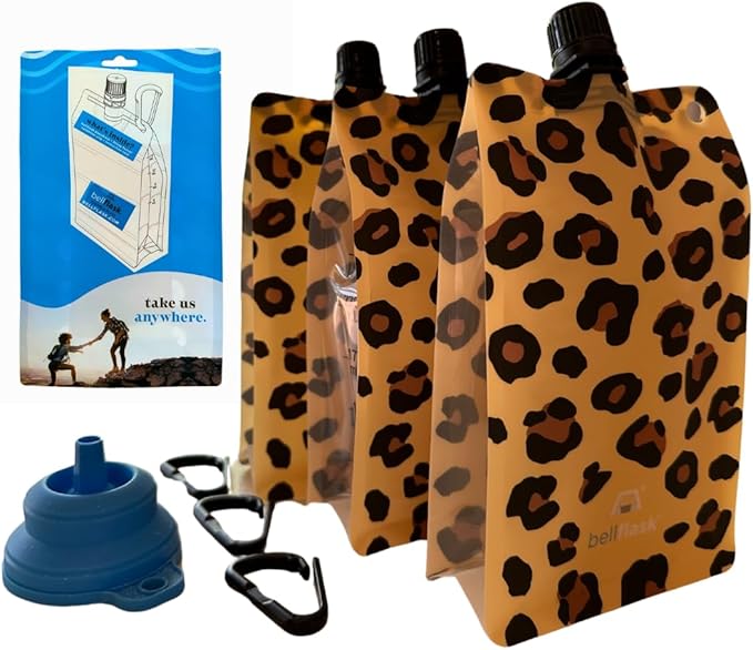 BellFlask - 15 oz. Plastic Flask, Patented, Flexible, Metal-Free, Reusuable, BPA-Free with Carabiner Clip and Filling Funnel