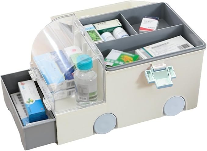Medicine Storage Box Large Capacity First Aid Box Plastic Medical Supply Organizer with Compartments and Handle Medicine Storage, Organizer, First Aid, Medical