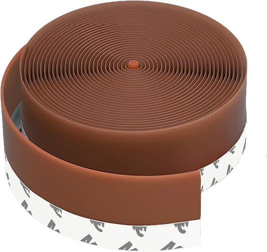 1.0in Brown Weather Stripping Door Seal – Flexible Silicone, Strong Adhesive, Seals Small Gaps for Winter Cold Draft and Wind Protection