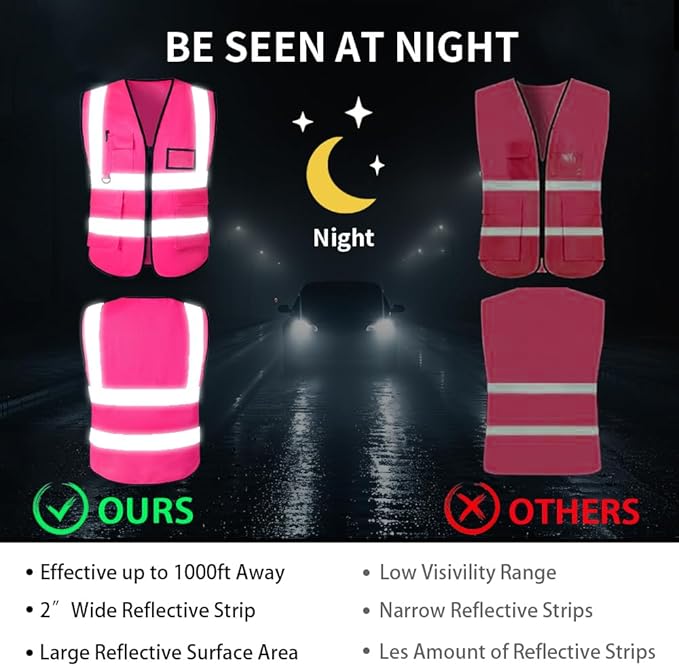 High Reflective Safety Vest for Men Women Breathable With Pocket Zipper for Build Oudoor Work Meet ANSI/ISEA Standard