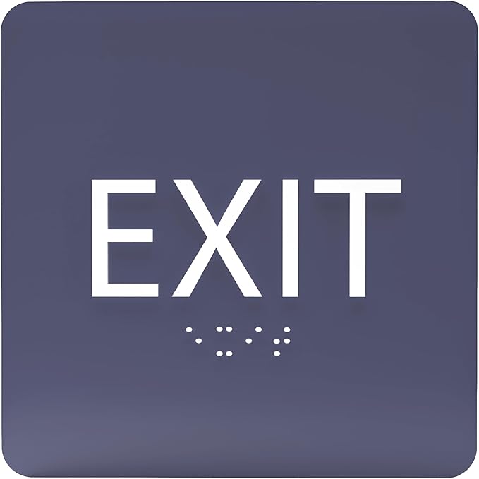 6" X6" Exit Sign - ADA Compliant Tactile Graphics Grade 2 Braille Text Acrylic Wall Signs - Emergency Rescue Safety Door Sign for Schools, Offices, Businesses, and Restaurants