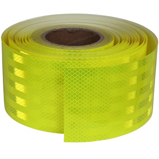 Non Fading Fluorescent Yellow Reflective Tape Outdoor Waterproof 4 inch Wide, High Visibility Warning Safety Industrial Marking Tape (168 feet)