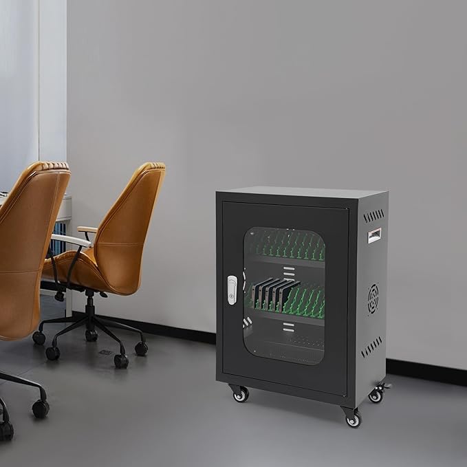 Cell Phone Locker 30 Slot Cellphone Charging Station Metal Cellphone Charging Cabinet Rechargeable Mobile Phone Cabinet for Office Classroom (30 Slot-Black)