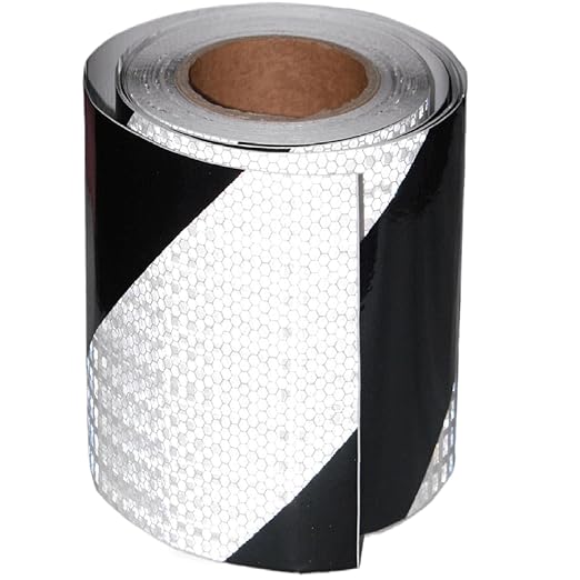 Reflective Tape Black White 6 inch Wide for Bikes, Outdoor Waterproof High Visibility Safety Warning Adhesive Strips (66 feet)