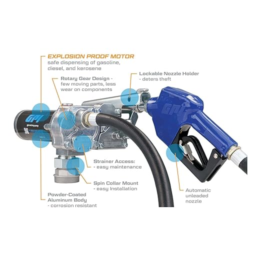 GPI - M-1115 Series Fuel Transfer Pump, Automatic Shut-Off Nozzle,12 GPM, 115 Volt (110000-82)